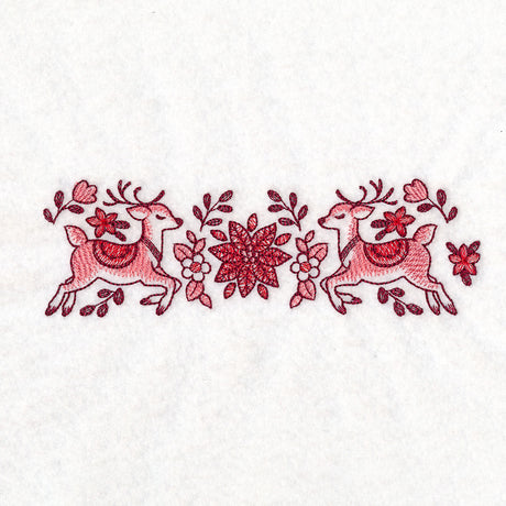 Christmas Delft Poinsettia & Reindeer Border
