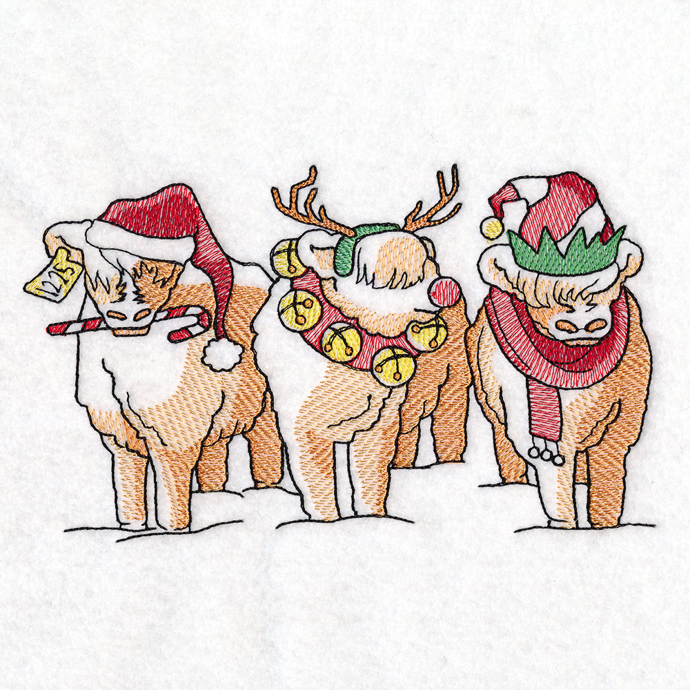 Christmas Highland Cows Trio