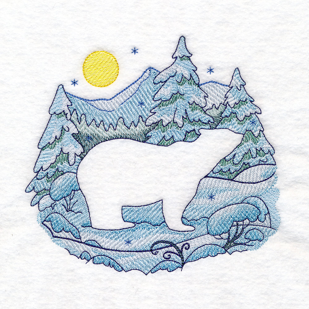 Winter Polar Bear Silhouette (Embossed)