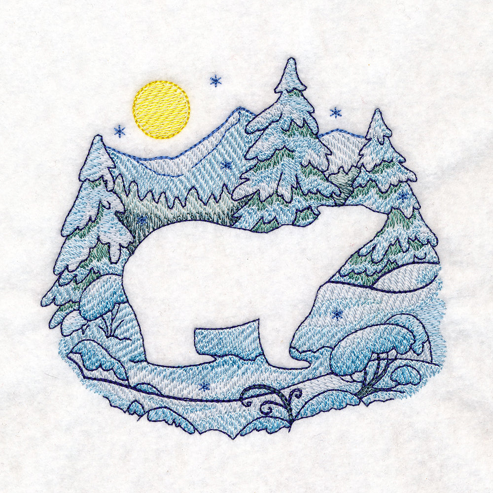 Winter Polar Bear Silhouette (Embossed)