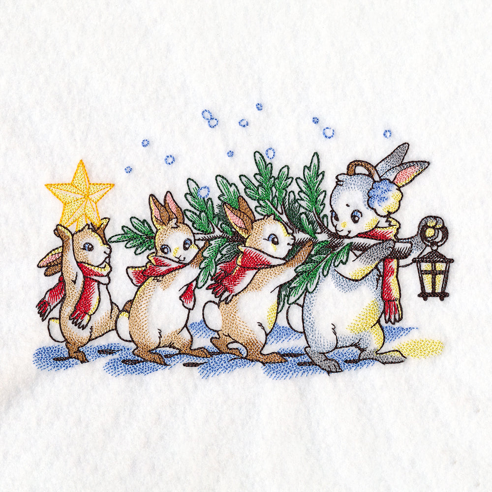 Storybook Christmas Tree Bunnies