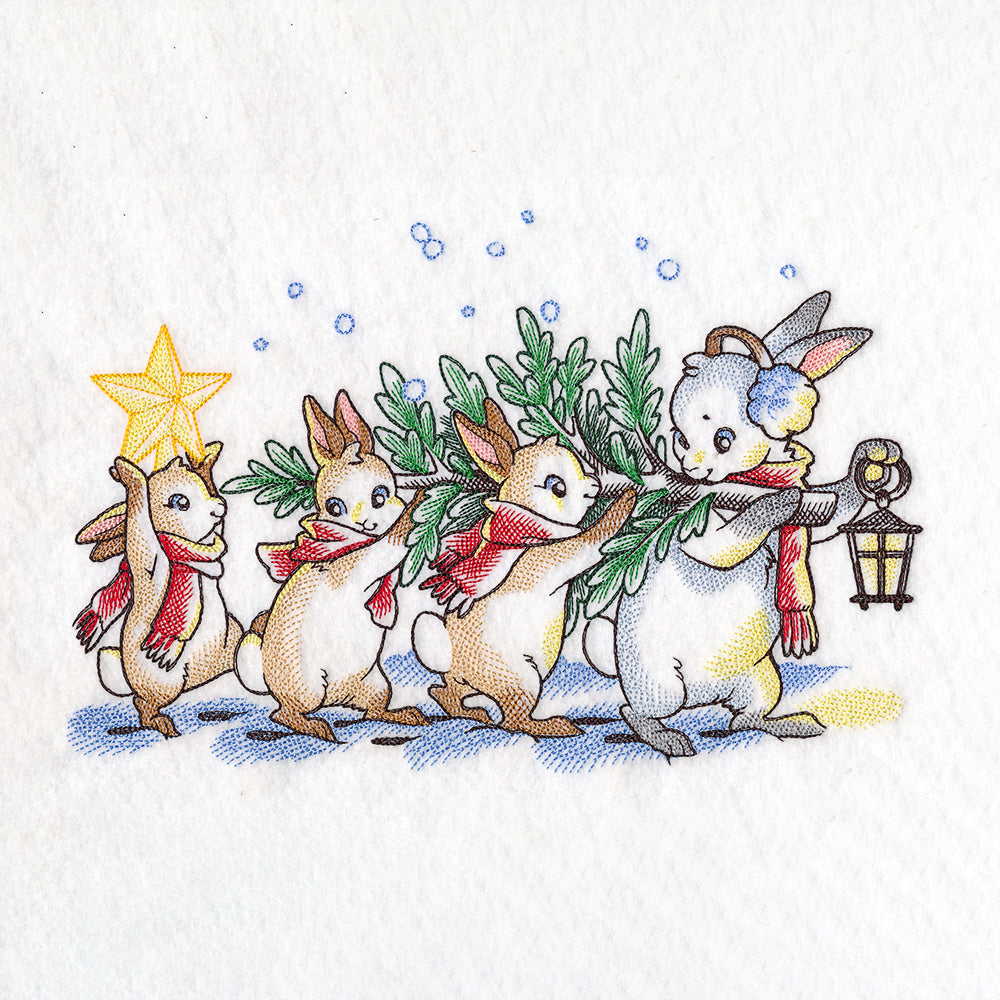 Storybook Christmas Tree Bunnies