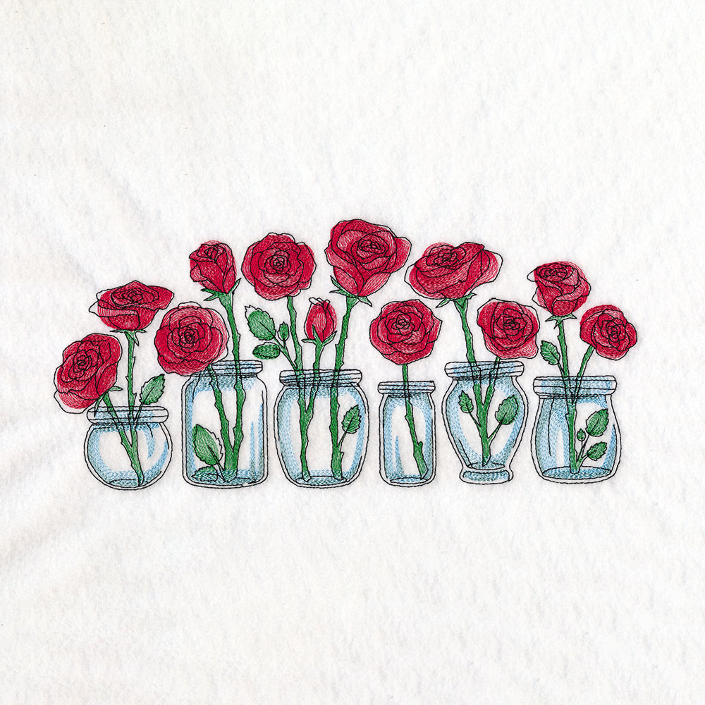 Rose Jar Bouquets Border