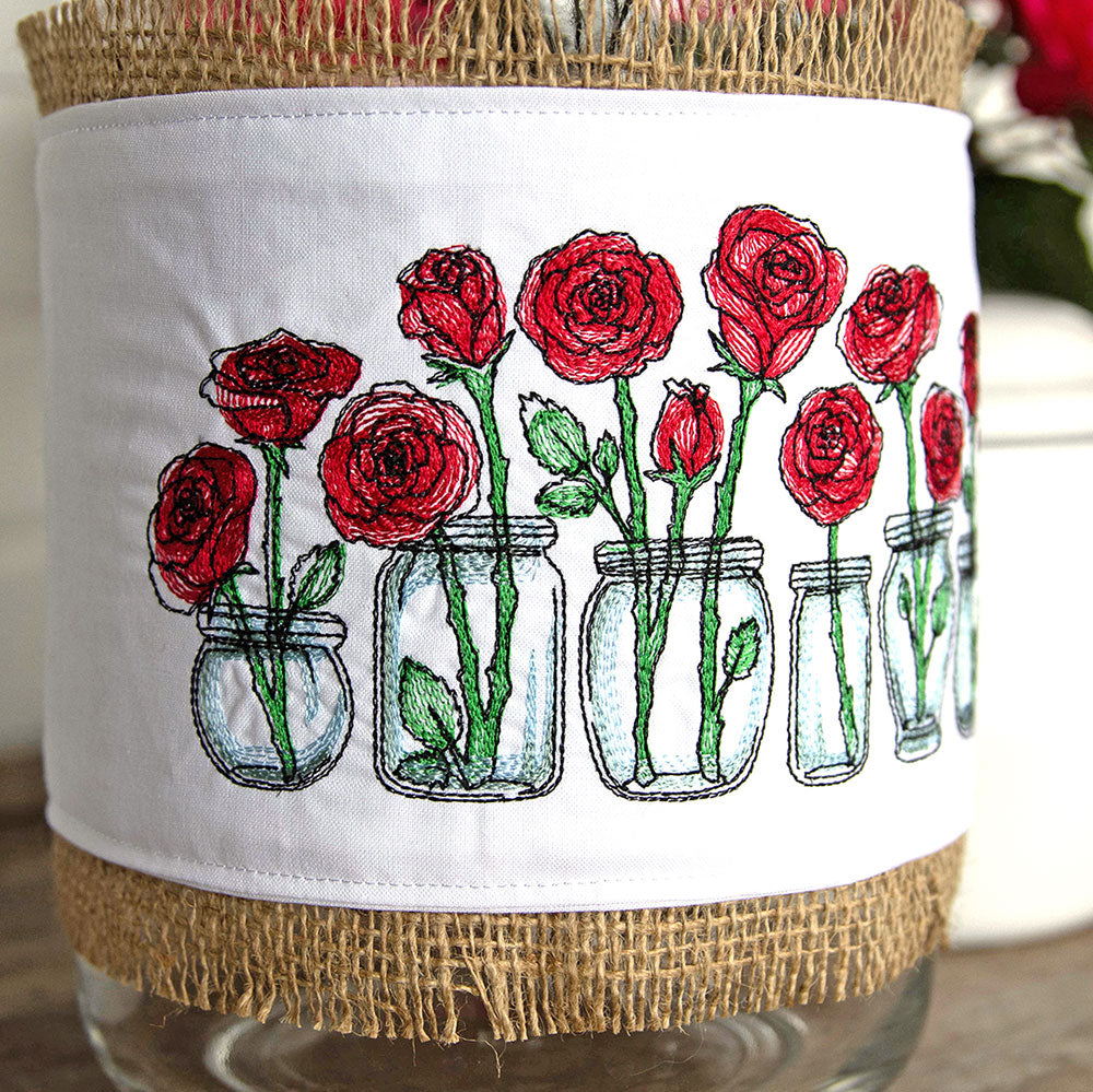 Rose Jar Bouquets Border
