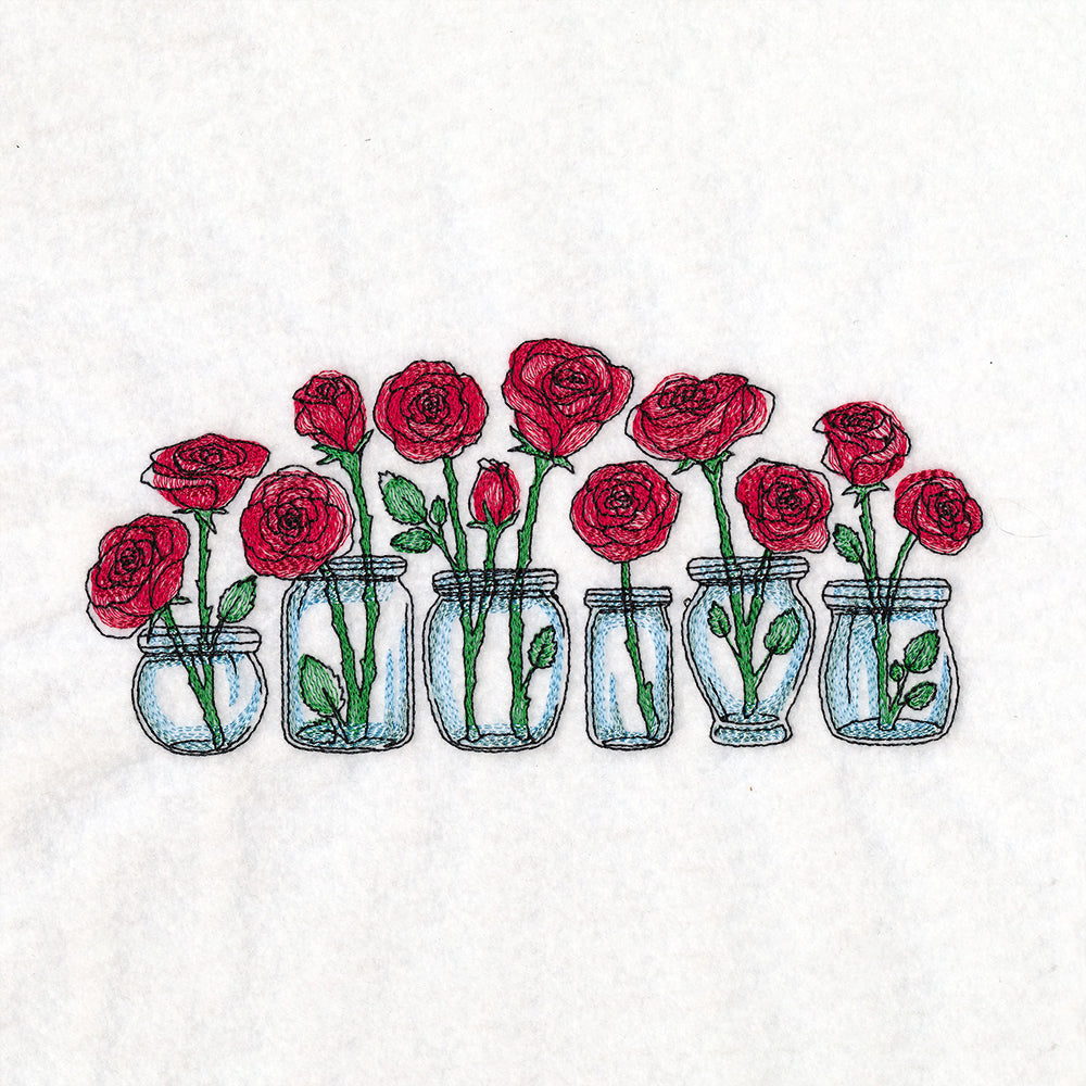 Rose Jar Bouquets Border