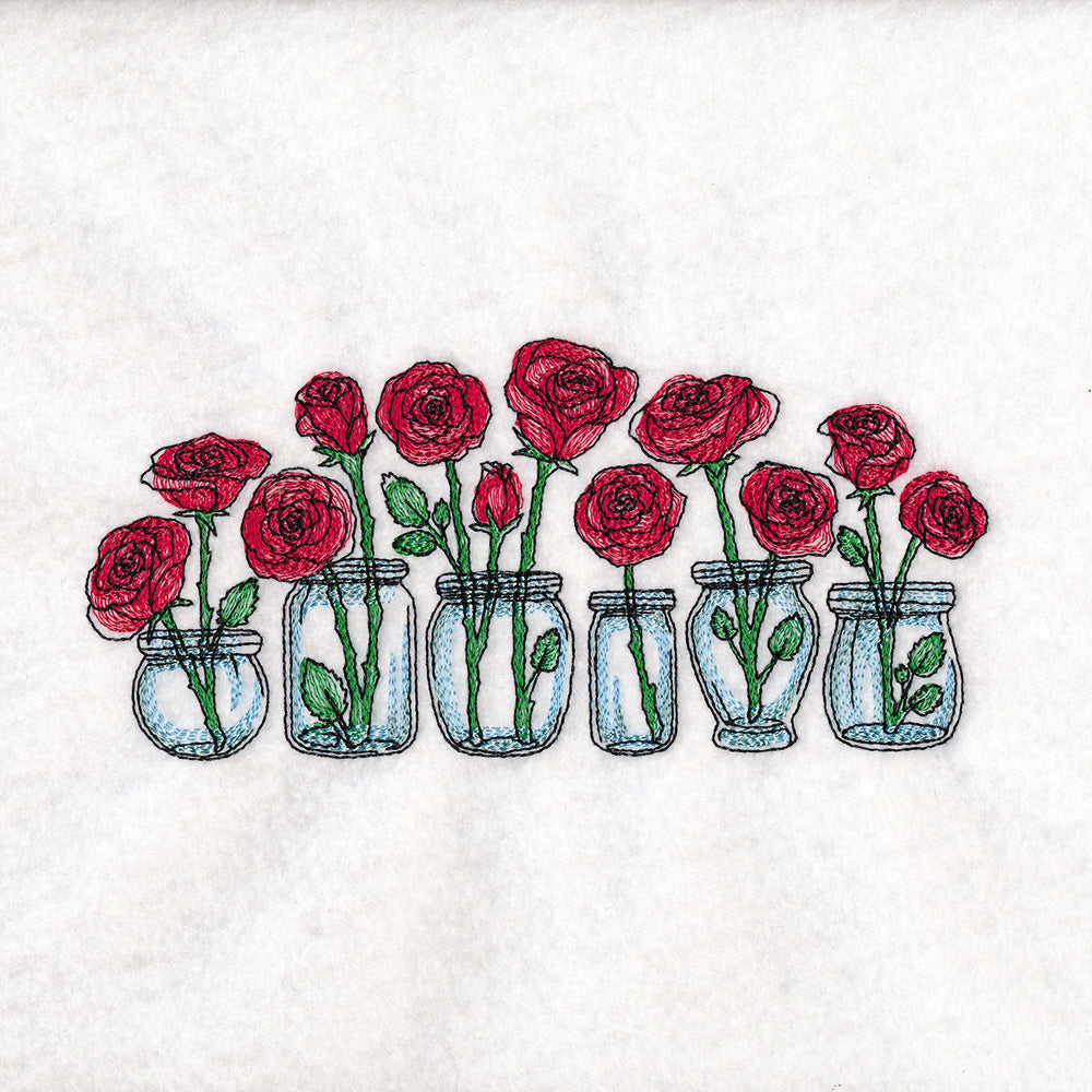 Rose Jar Bouquets Border