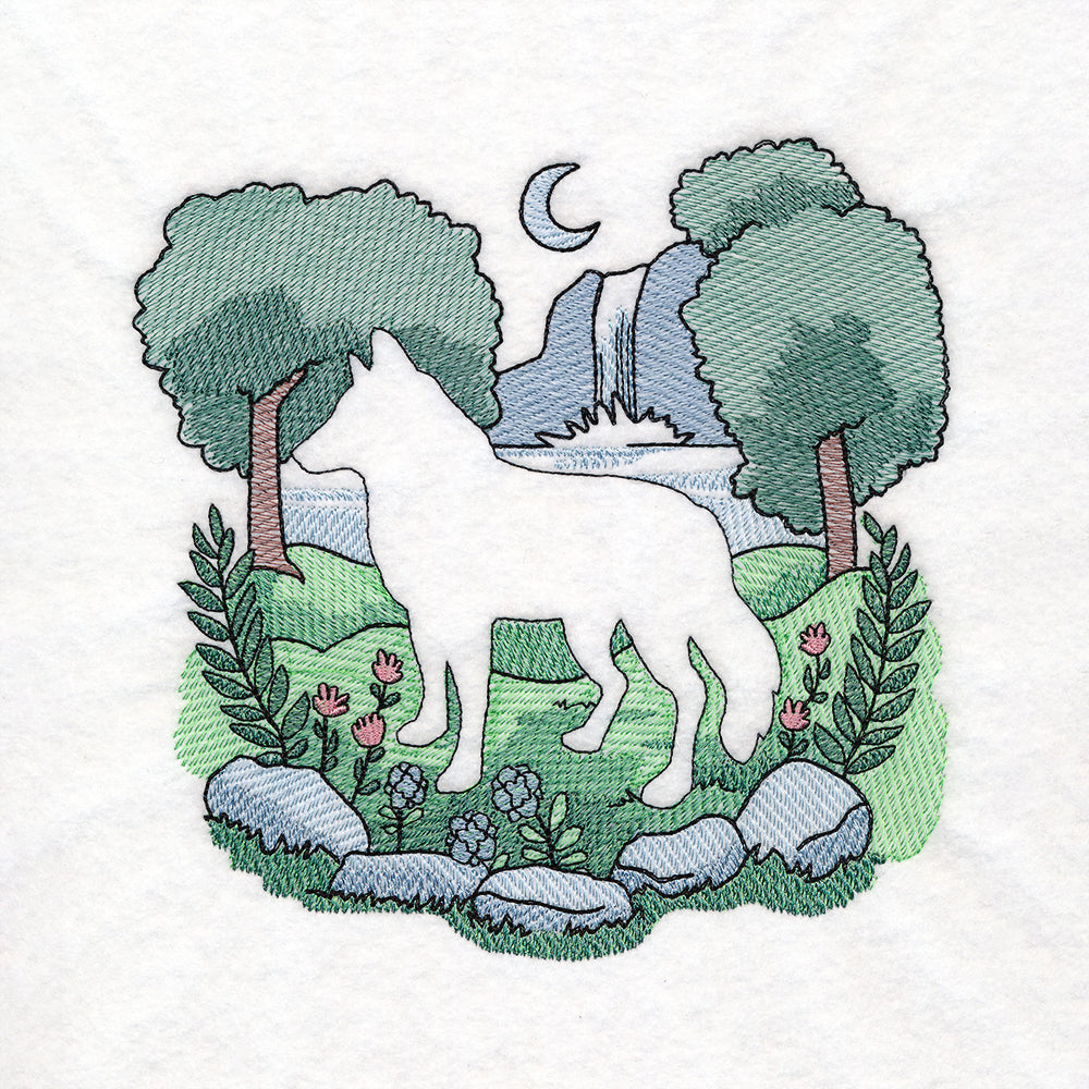 Woodland Wolf Silhouette (Embossed)