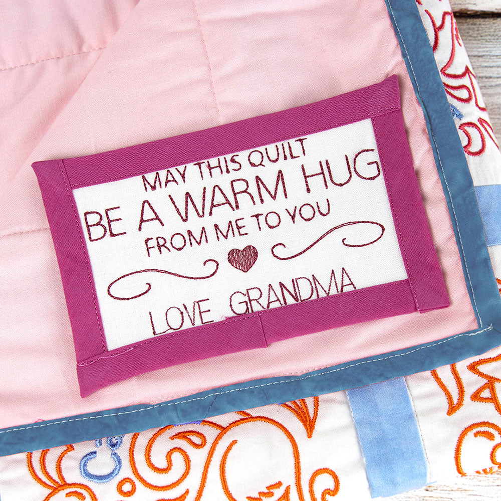 Be a Warm Hug Quilt Label