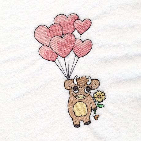 Heart Balloon Highland Cow
