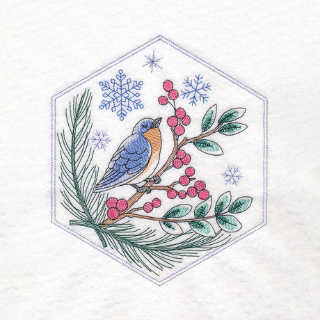Winter Beauty Quilt Hexagon - Blue Bird