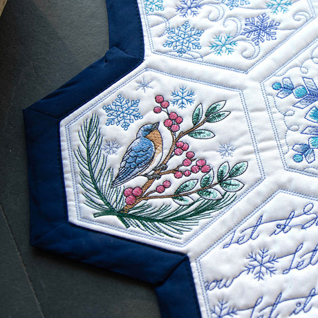 Winter Beauty Quilt Hexagon - Blue Bird