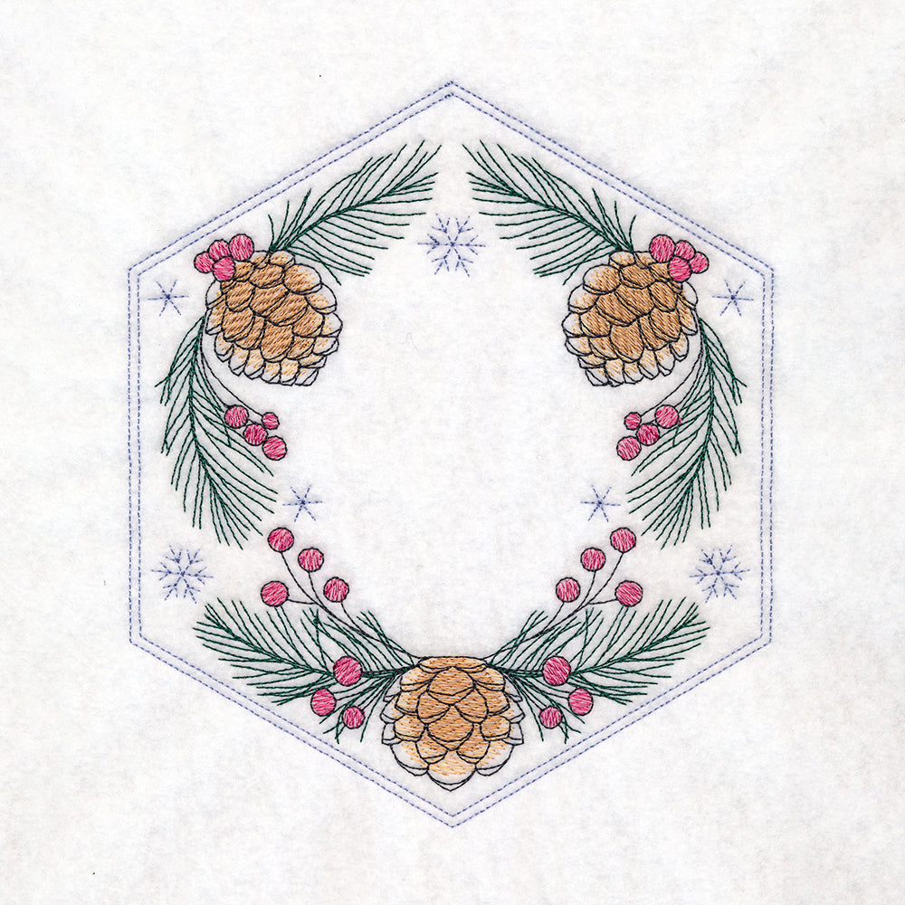 Winter Beauty Quilt Hexagon - Pinecones