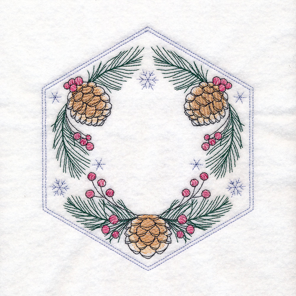 Winter Beauty Quilt Hexagon - Pinecones