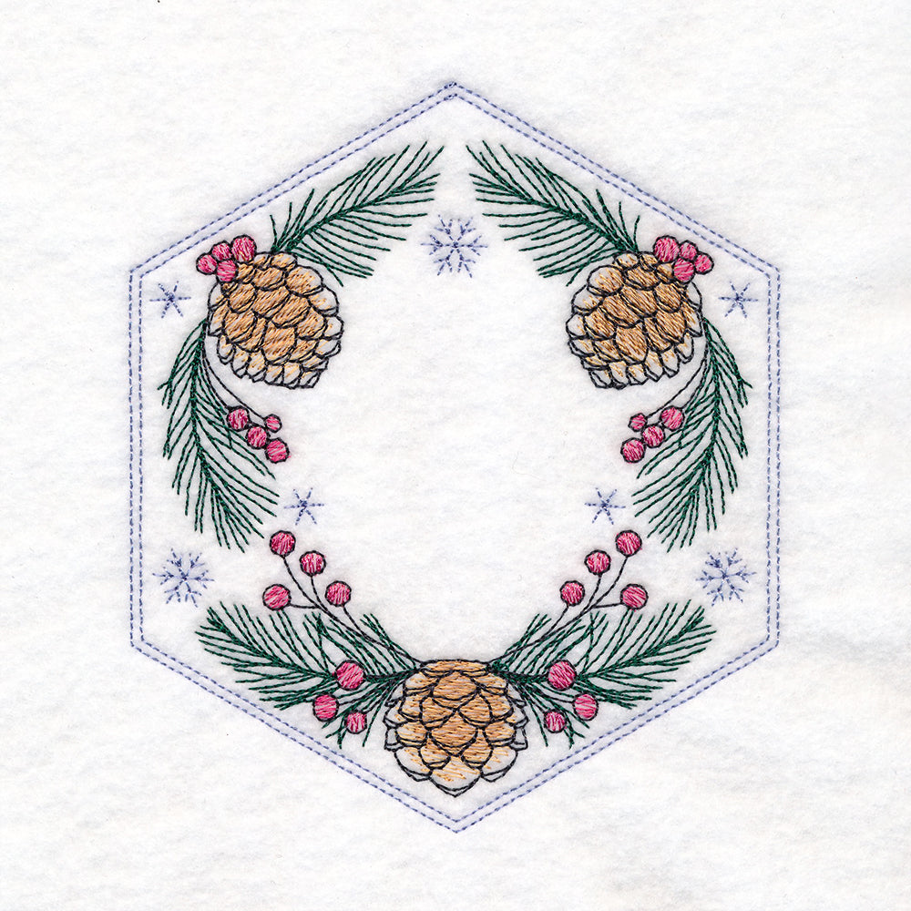 Winter Beauty Quilt Hexagon - Pinecones