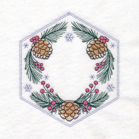 Winter Beauty Quilt Hexagon - Pinecones