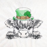 Peeking St. Patrick's Day Highland Cow Sketch