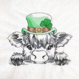 Peeking St. Patrick's Day Highland Cow Sketch