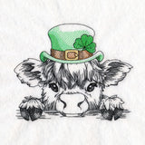 Peeking St. Patrick's Day Highland Cow Sketch