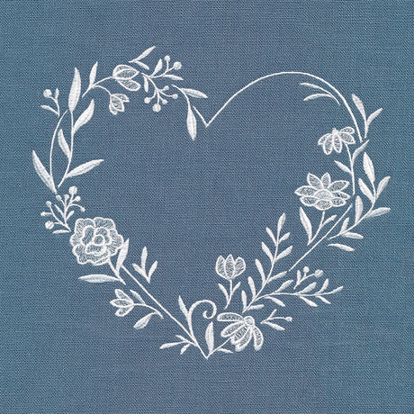 Heirloom Flowers - Heart Wreath (Whitework)