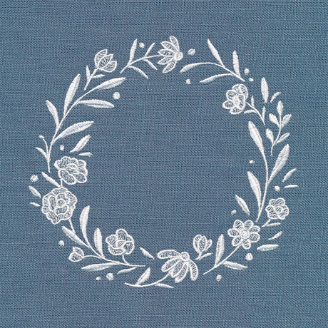 Heirloom Flowers - Wreath (Whitework)