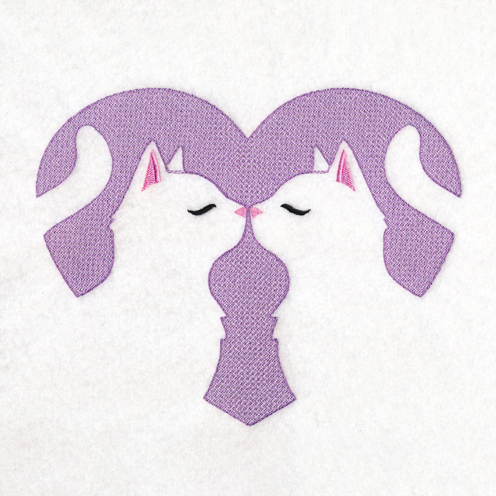 Kissing Kittens Heart (Embossed)