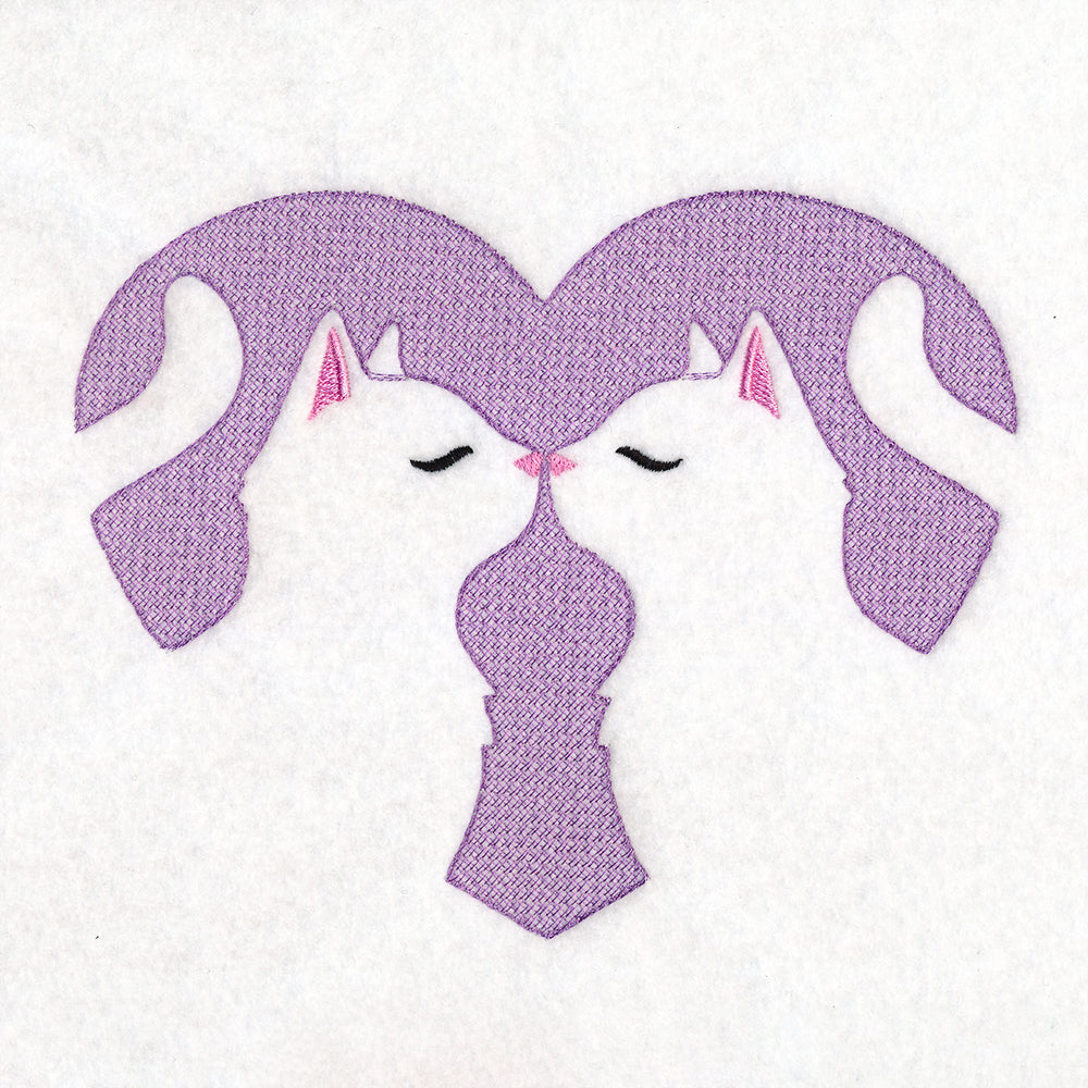 Kissing Kittens Heart (Embossed)