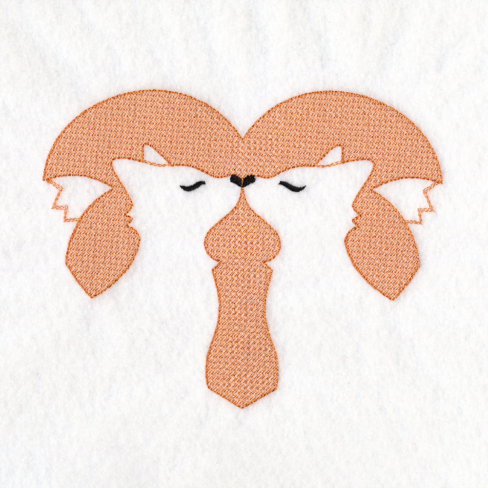 Kissing Foxes Heart (Embossed)