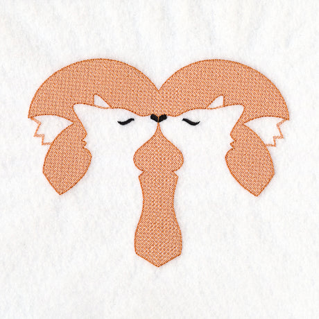 Kissing Foxes Heart (Embossed)