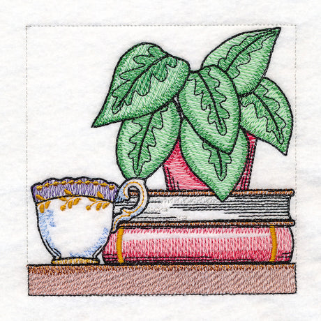 Build a Crafty Bookshelf Quilt - Plant and Teacup