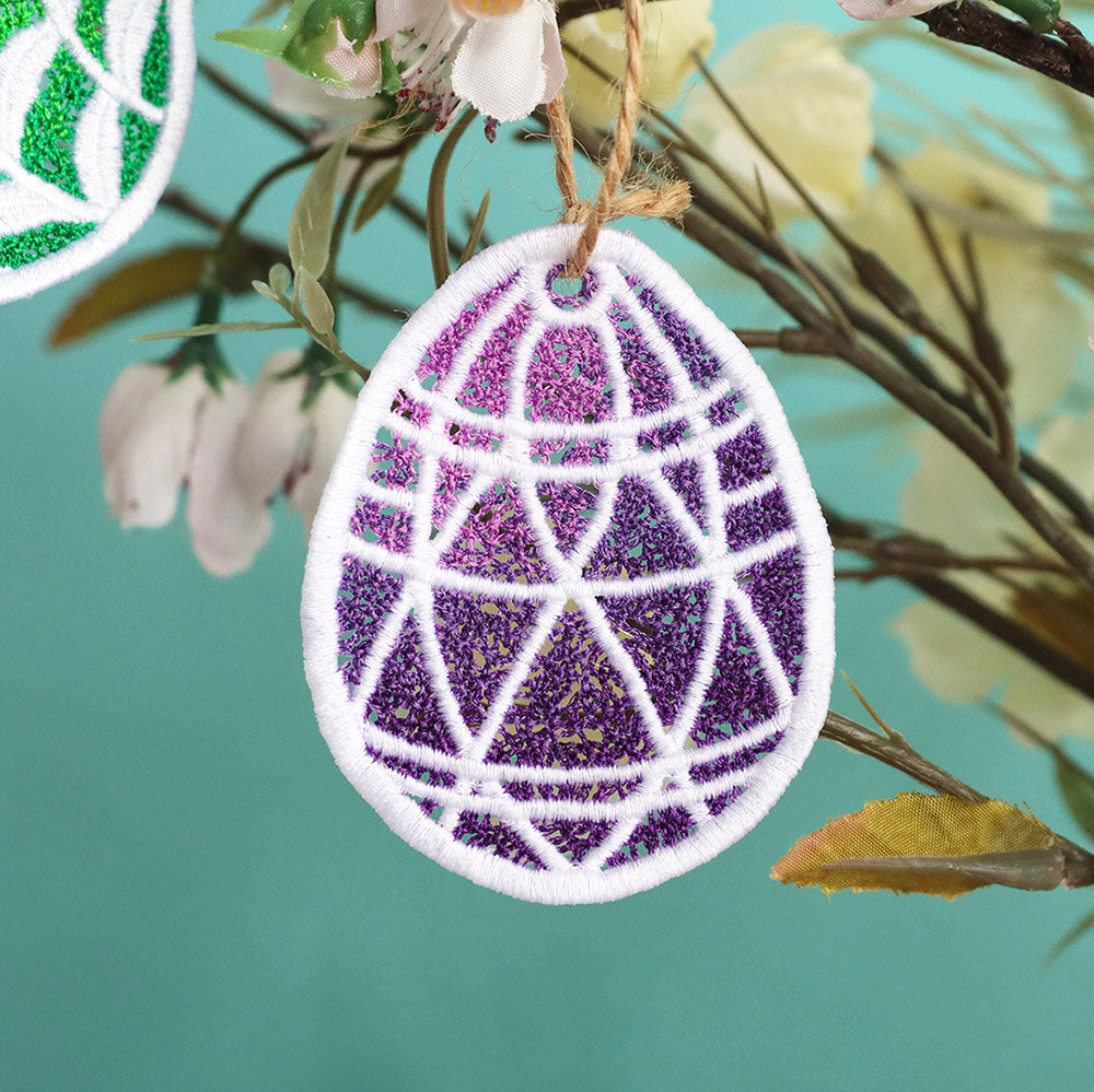 Spring Geometric Easter Egg Ornament (Lace) – Embroidery Library