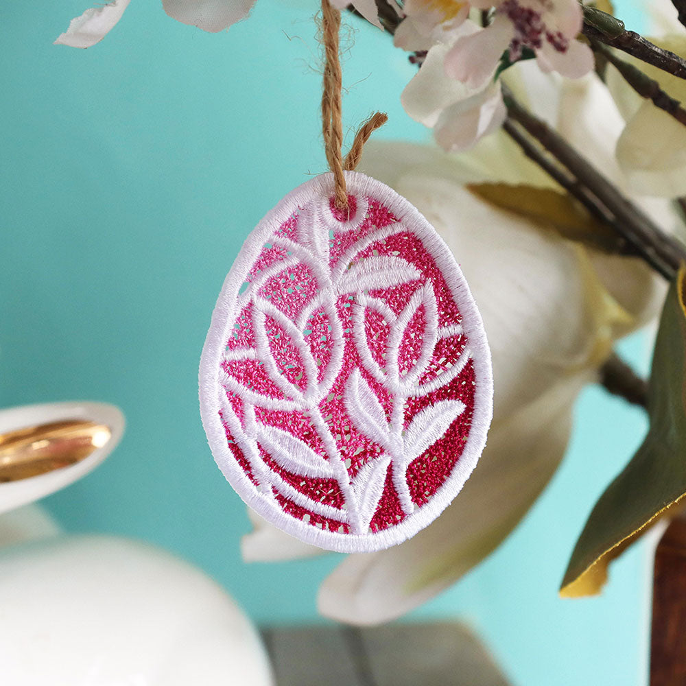 Spring Tulips Easter Egg Ornament (Lace)