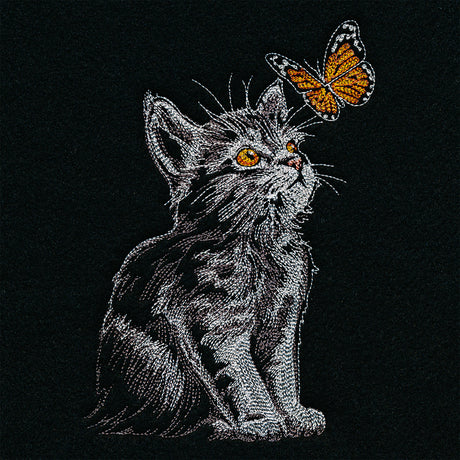 Majestic Gaze Kitten with Butterfly