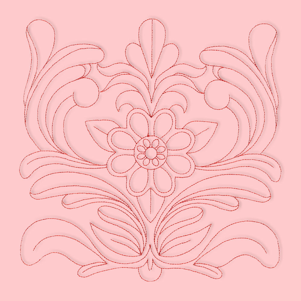 Rosemaling Blooms Quilting - Bloom with Leaves (Double Run)
