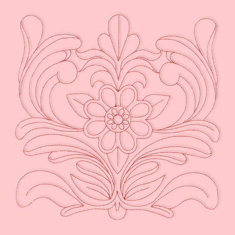 Rosemaling Blooms Quilting - Bloom with Leaves (Double Run)