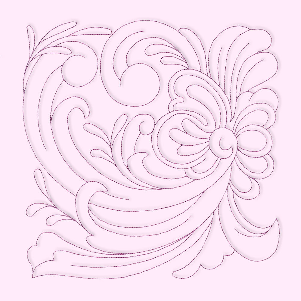 Rosemaling Blooms Quilting - Floral Swirl (Double Run)
