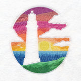 Lighthouse and Sunset (Embossed)