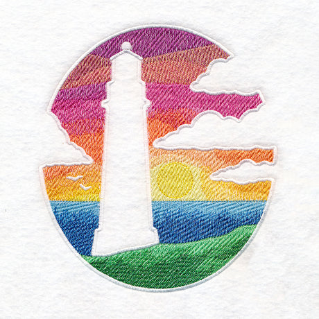 Lighthouse and Sunset (Embossed)