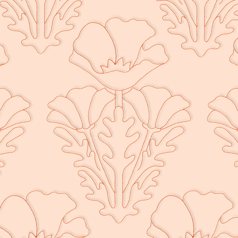 Floral Diamond Quilting - Poppies (Double Run)