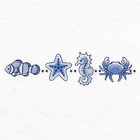 Delft Blue Seaside Border - Sea Creatures