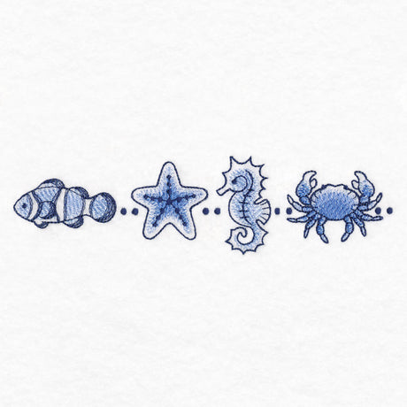 Delft Blue Seaside Border - Sea Creatures