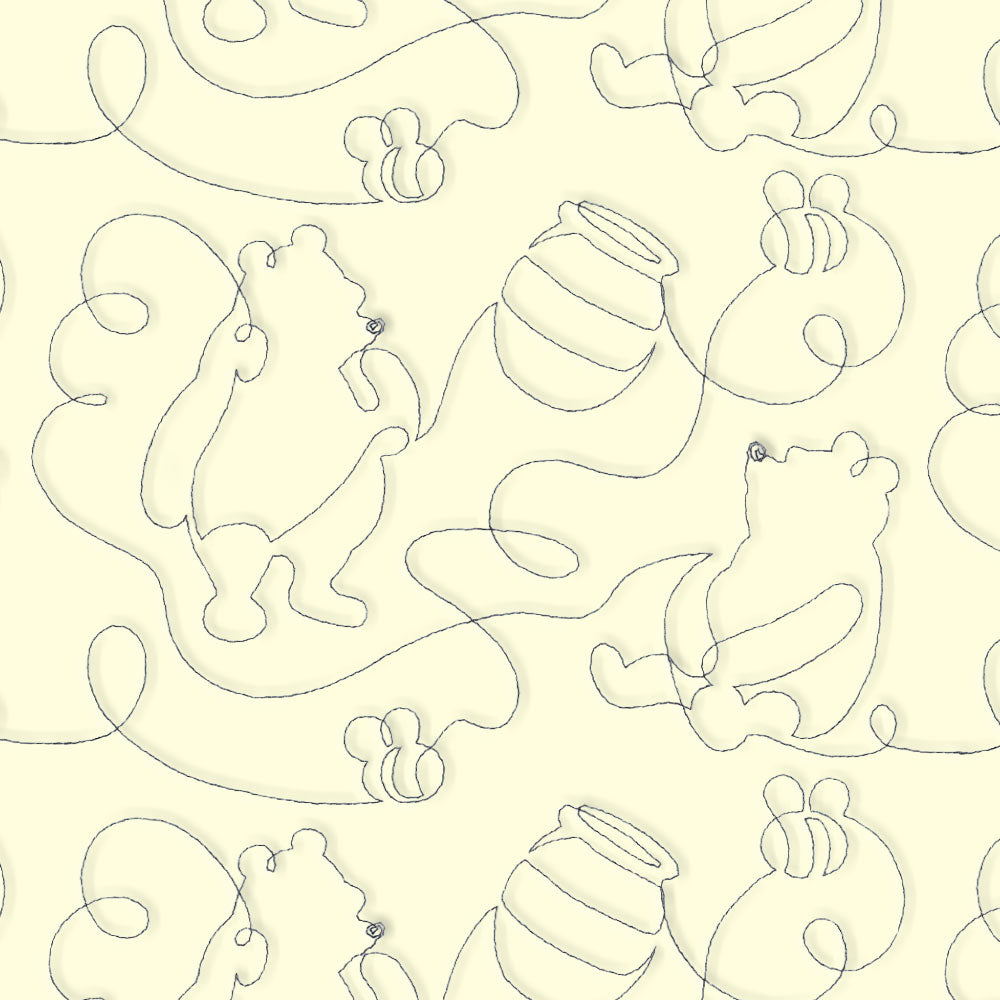 Pooh Bear Honey and Bees Sketch (Edge-to-Edge Quilting)