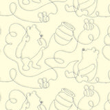 Pooh Bear Honey and Bees Sketch (Edge-to-Edge Quilting)