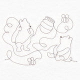 Pooh Bear Honey and Bees Sketch (Edge-to-Edge Quilting)