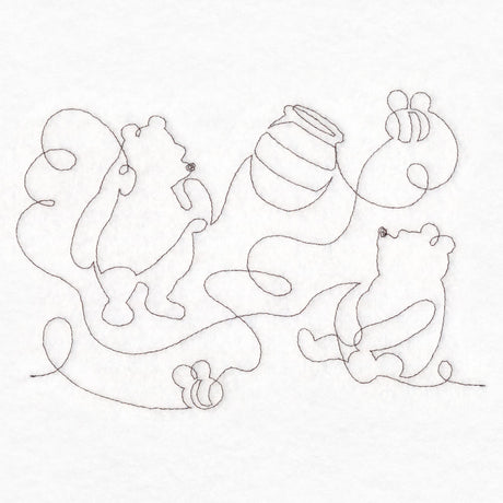 Pooh Bear Honey and Bees Sketch (Edge-to-Edge Quilting)