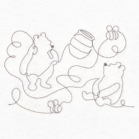 Pooh Bear Honey and Bees Sketch (Edge-to-Edge Quilting)