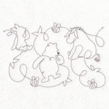 Pooh Bear with Friends Sketch (Edge-to-Edge Quilting)