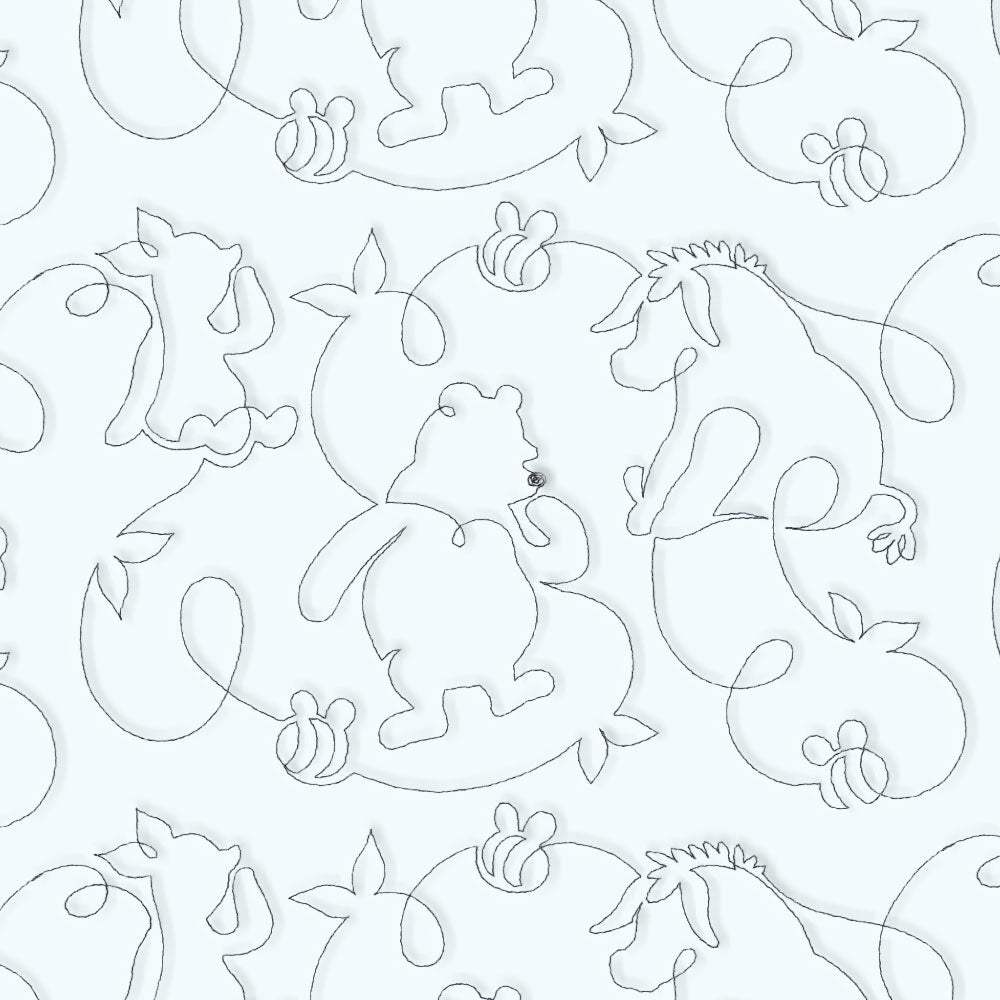Pooh Bear with Friends Sketch (Edge-to-Edge Quilting)