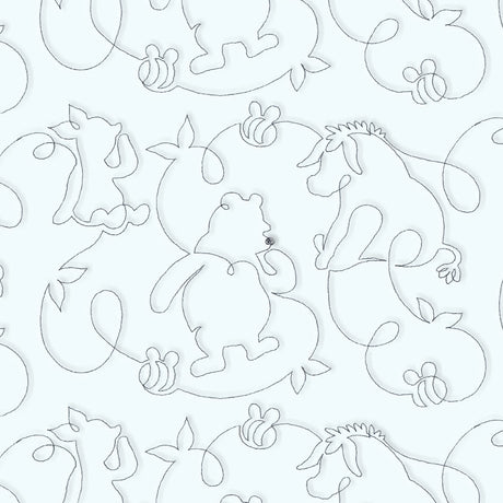 Pooh Bear with Friends Sketch (Edge-to-Edge Quilting)