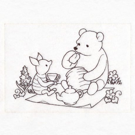 Pooh Bear Tea Party Sketch