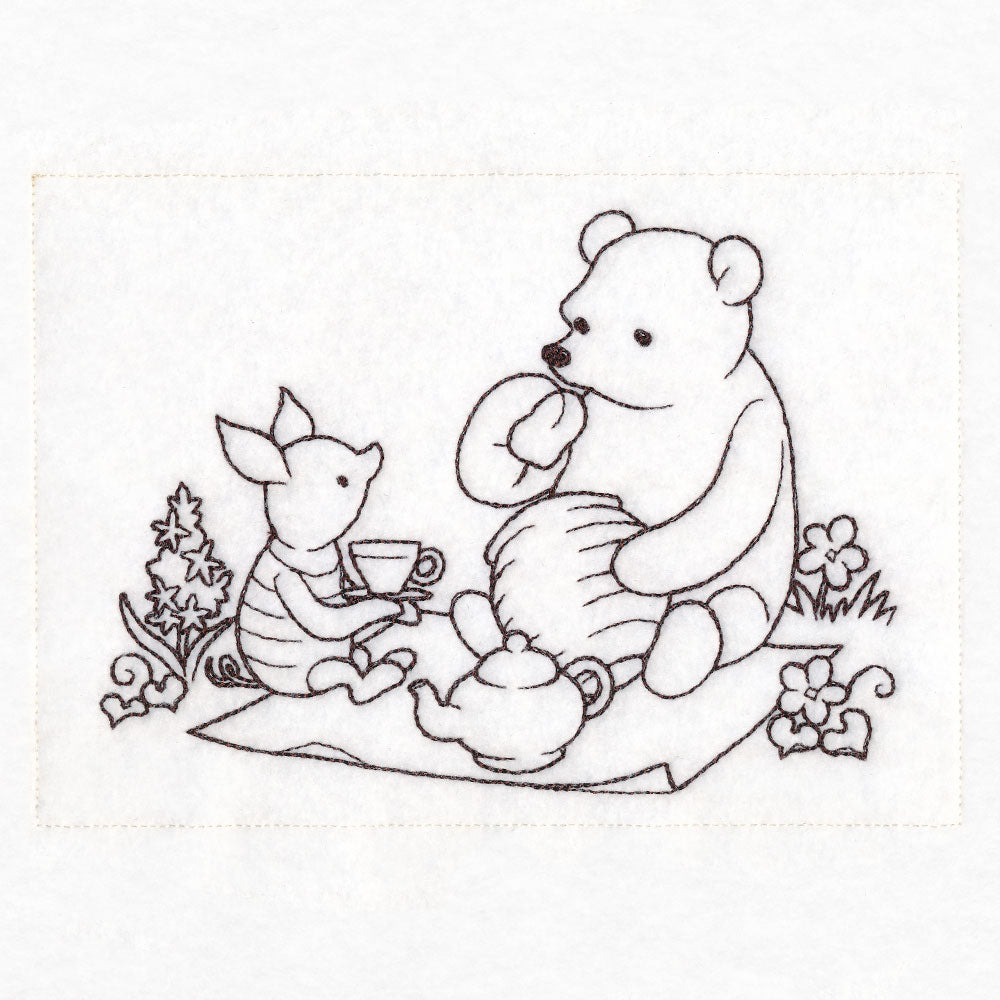 Pooh Bear Tea Party Sketch